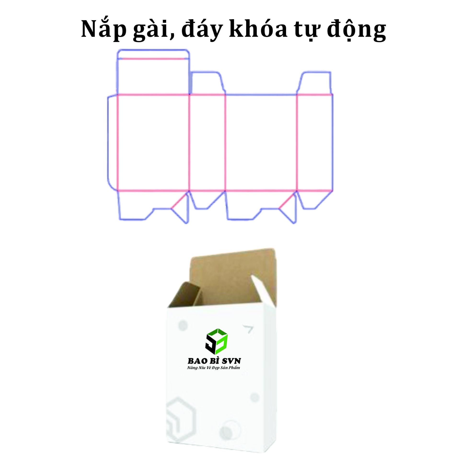Hộp giấy nắp gài, đáy khóa tự động - Bao Bì SVN
